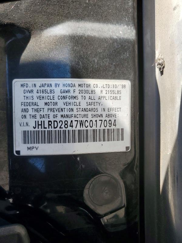 Продажа на аукционе авто 1998 Honda Cr-v, vin: JHLRD2847WC017094, номер лота: 85992355