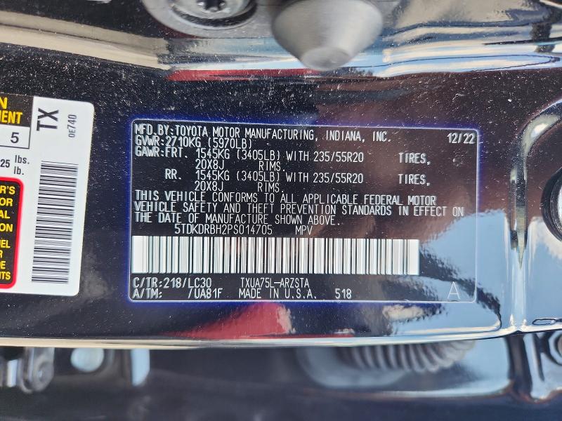 Aukcja sprzedaży 2023 Toyota Highlander, vin: 5TDKDRBH2PS014705, numer aukcji: 59987946