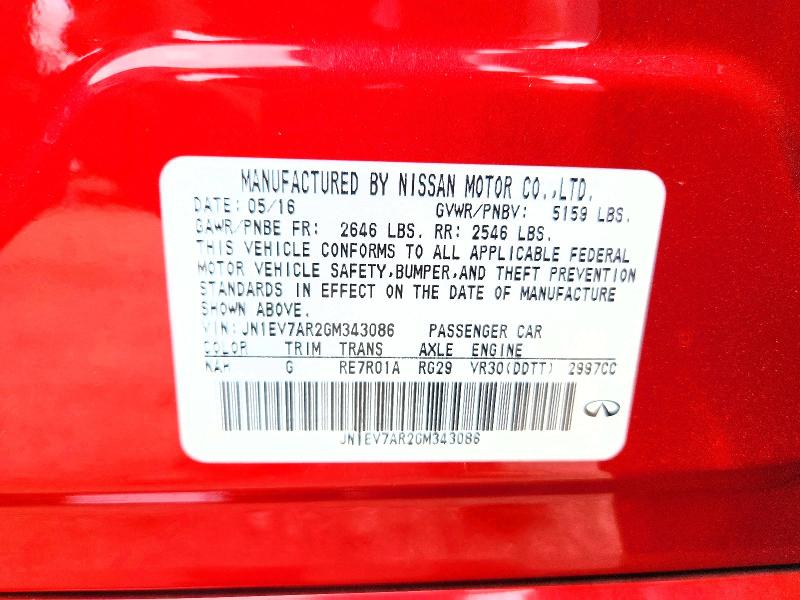 Продаж на аукціоні авто 2016 Infiniti Q50, vin: JN1EV7AR2GM343086, номер лоту: 60262996