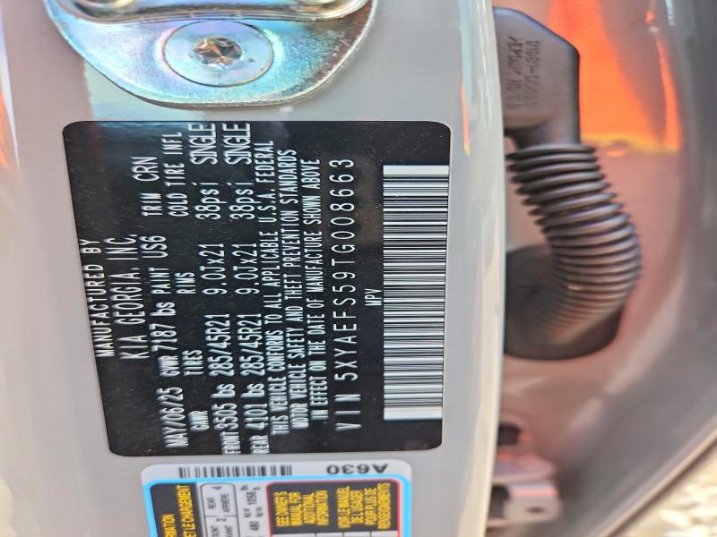 Aukcja sprzedaży 2026 Kia Ev9, vin: 5XYAEFS59TG008663, numer aukcji: 62159176