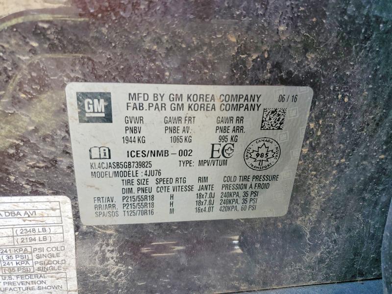 Aukcja sprzedaży 2016 Buick Encore, vin: KL4CJASB5GB739825, numer aukcji: 61615616