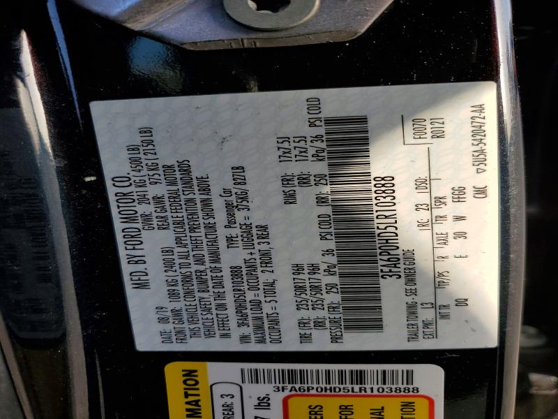 Aukcja sprzedaży 2020 Ford Fusion, vin: 3FA6P0HD5LR103888, numer aukcji: 59305916