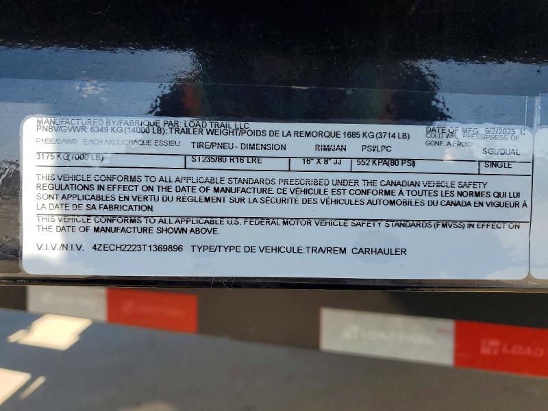 2026 Load Trail Unknown მანქანა იყიდება აუქციონზე, vin: 4ZECH2223T1369896, აუქციონის ნომერი: 60042406