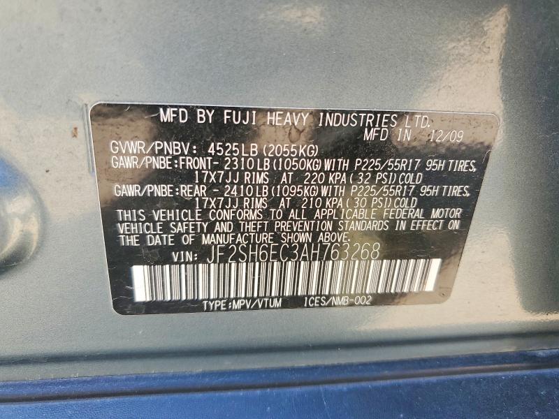 Продаж на аукціоні авто 2010 Subaru Forester, vin: JF2SH6EC3AH763268, номер лоту: 60786696
