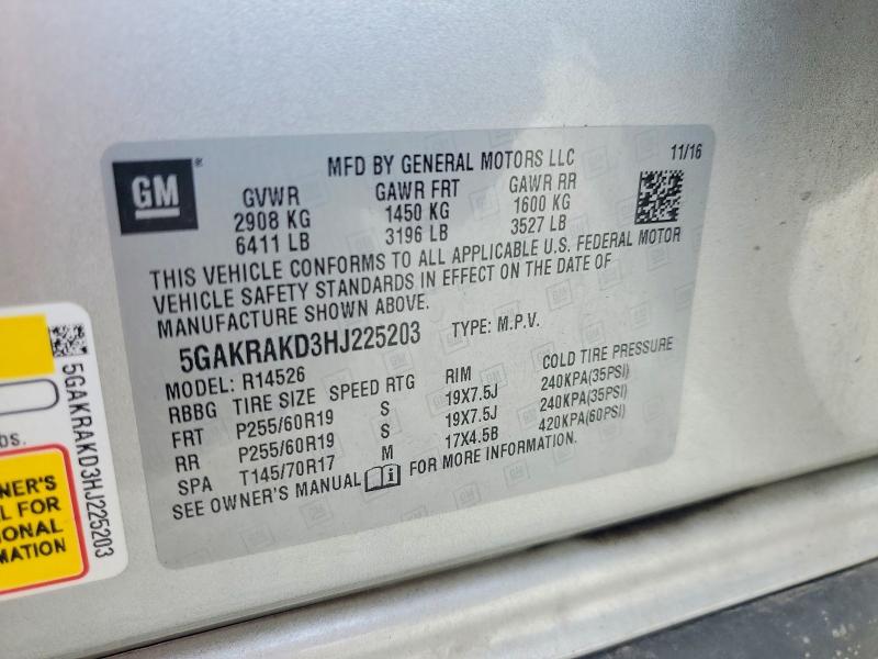 Aukcja sprzedaży 2017 Buick Enclave, vin: 5GAKRAKD3HJ225203, numer aukcji: 61783386