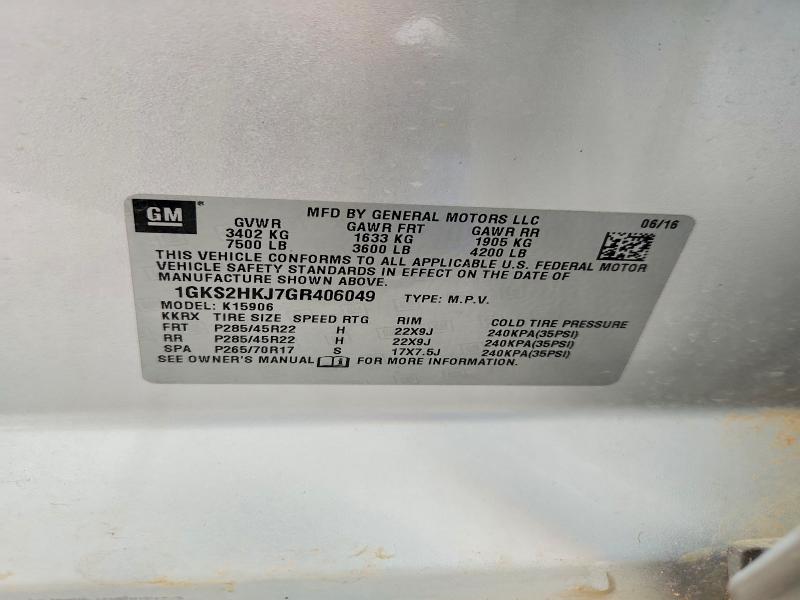 Aukcja sprzedaży 2016 Gmc Yukon Xl, vin: 1GKS2HKJ7GR406049, numer aukcji: 61392116