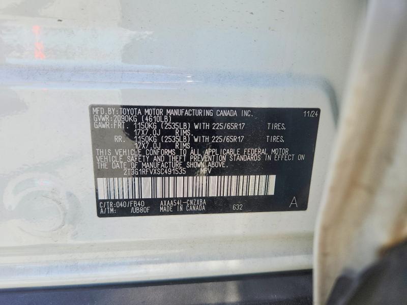 61166066 :رقم المزاد ، 2T3G1RFVXSC491535 vin ، 2025 Toyota Rav4 مزاد بيع