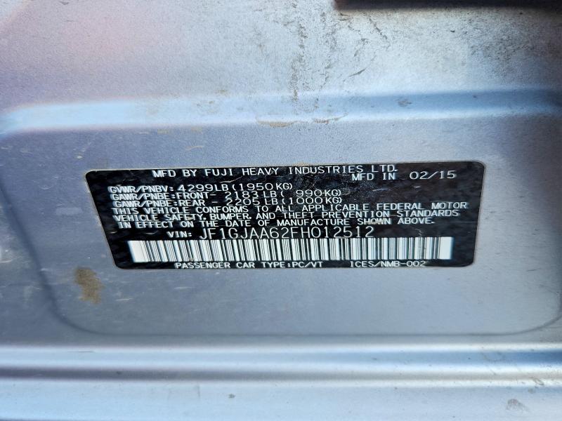 60231206 :رقم المزاد ، JF1GJAA62FH012512 vin ، 2015 Subaru Impreza مزاد بيع