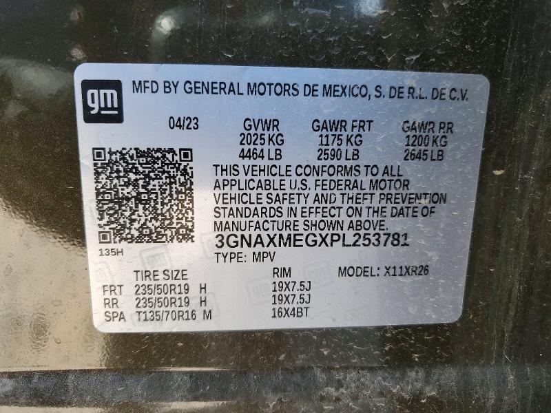 Aukcja sprzedaży 2023 Chevrolet Equinox, vin: 3GNAXMEGXPL253781, numer aukcji: 60572526