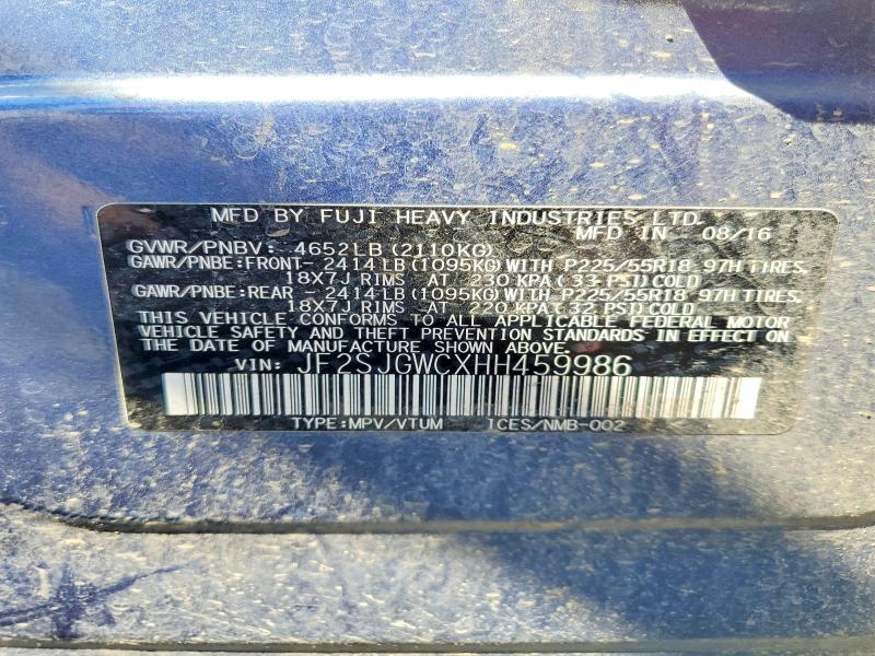 Продаж на аукціоні авто 2017 Subaru Forester, vin: JF2SJGWCXHH459986, номер лоту: 61000976
