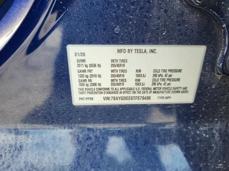 Aukcja sprzedaży 2026 Tesla Model Y, vin: 7SAYGDEE6TF579496, numer aukcji: 60208376
