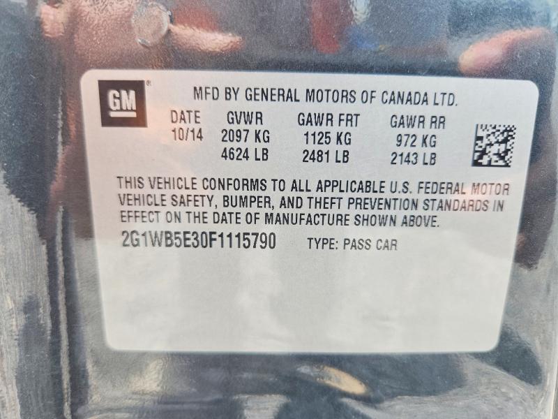 2015 Chevrolet Impala Limited მანქანა იყიდება აუქციონზე, vin: 2G1WB5E30F1115790, აუქციონის ნომერი: 62020926
