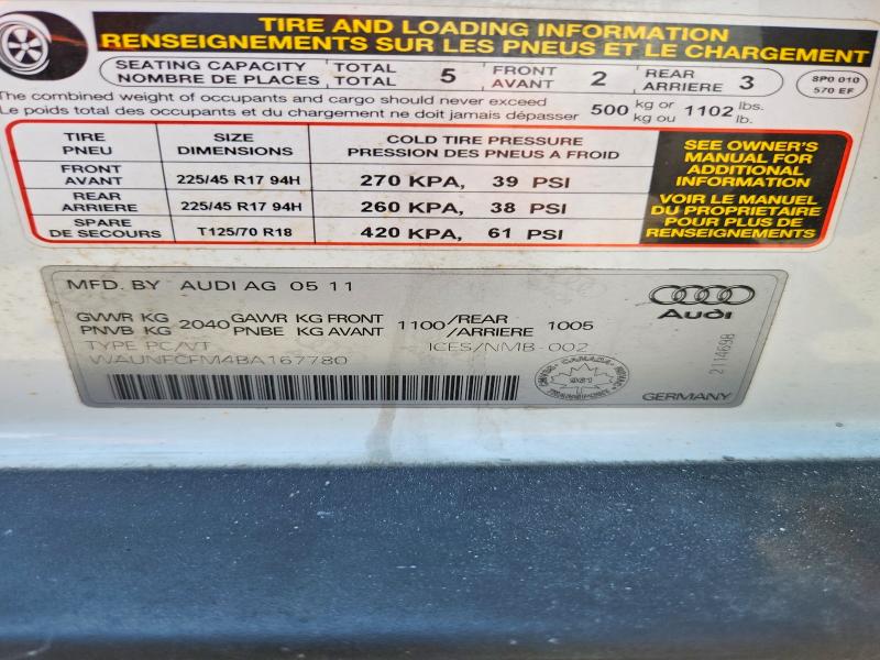 Продаж на аукціоні авто 2011 Audi A3, vin: WAUNFCFM4BA167780, номер лоту: 59003376