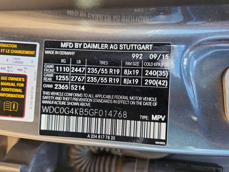 Aukcja sprzedaży 2016 Mercedes-benz Glc, vin: WDC0G4KB5GF014768, numer aukcji: 59907686