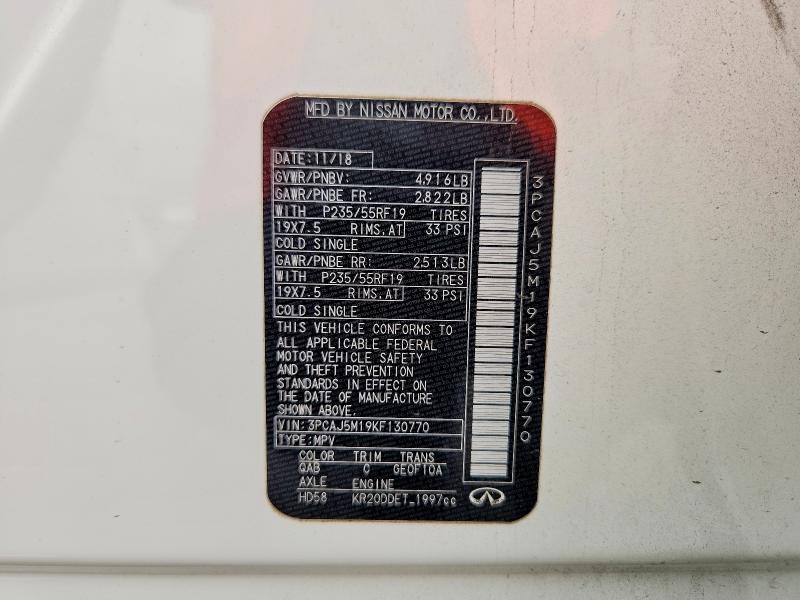 Auction sale of the 2019 Infiniti Qx50, vin: 3PCAJ5M19KF130770, lot number: 59665616