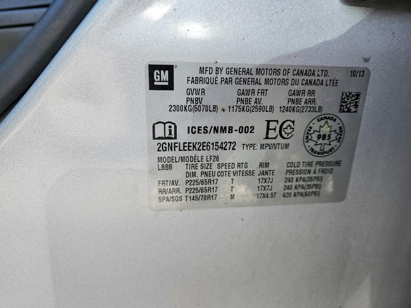 61877976 :رقم المزاد ، 2GNFLEEK2E6154272 vin ، 2014 Chevrolet Equinox مزاد بيع