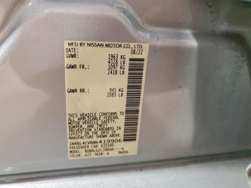 Продажа на аукционе авто 2022 Nissan Altima, vin: 1N4BL4CV6NN419906, номер лота: 59955246