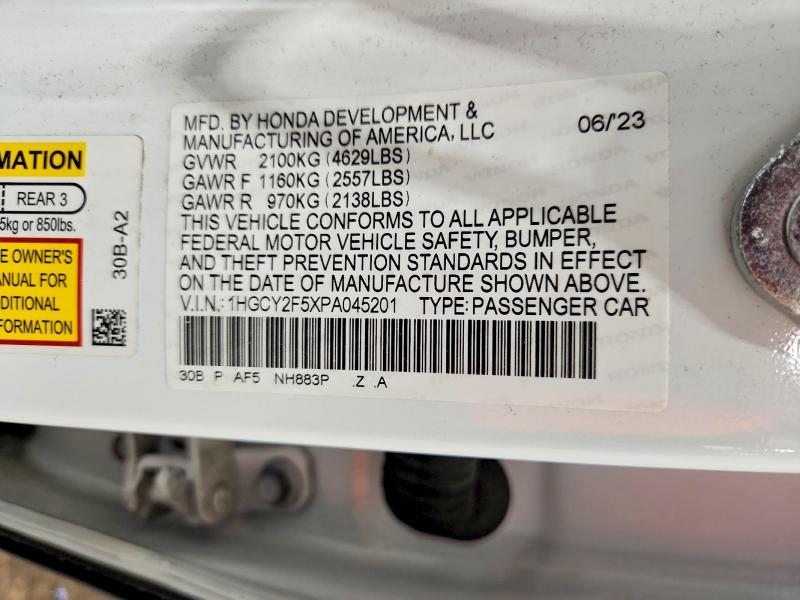 Продажа на аукционе авто 2023 Honda Accord, vin: 1HGCY2F5XPA045201, номер лота: 62797056