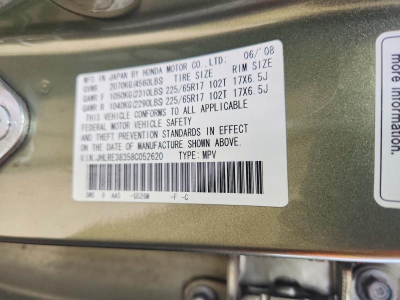 Aukcja sprzedaży 2008 Honda Cr-v, vin: JHLRE38358C052620, numer aukcji: 60589186