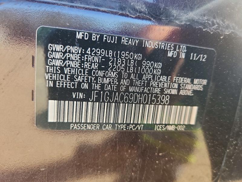 Продажа на аукционе авто 2013 Subaru Impreza, vin: JF1GJAC69DH015398, номер лота: 60768436