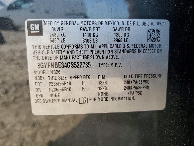 Aukcja sprzedaży 2016 Cadillac Srx, vin: 3GYFNBE34GS522735, numer aukcji: 85983505