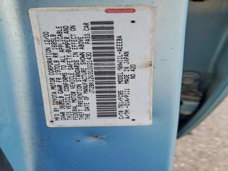 Aukcja sprzedaży 2001 Toyota Prius, vin: JT2BK12U310021430, numer aukcji: 59705636