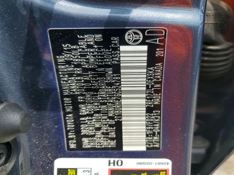 60887346 :رقم المزاد ، 2T1BURHE7GC524781 vin ، 2016 Toyota Corolla مزاد بيع