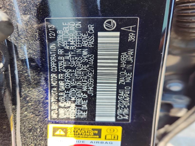 63209496 :رقم المزاد ، JTHKD5BH9E2174463 vin ، 2014 Lexus Ct مزاد بيع