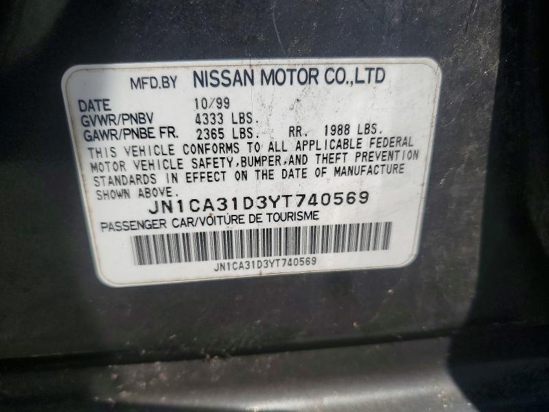 Aukcja sprzedaży 2000 Nissan Maxima, vin: JN1CA31D3YT740569, numer aukcji: 59552716
