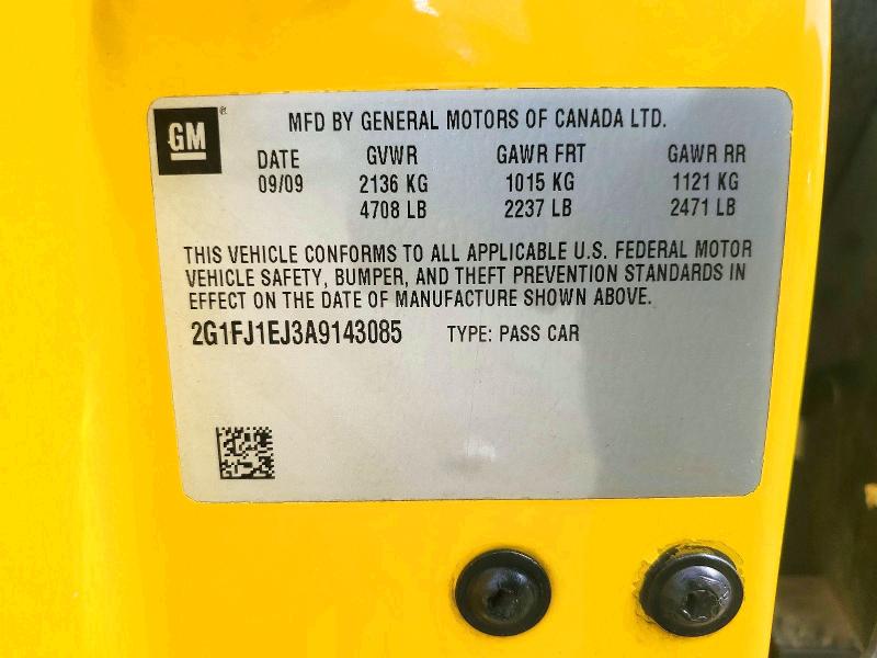 2010 Chevrolet Camaro მანქანა იყიდება აუქციონზე, vin: 2G1FJ1EJ3A9143085, აუქციონის ნომერი: 62414296