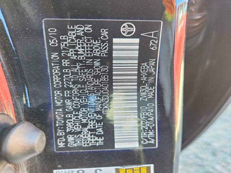 62437446 :رقم المزاد ، JTDKN3DU0A0185130 vin ، 2010 Toyota Prius مزاد بيع