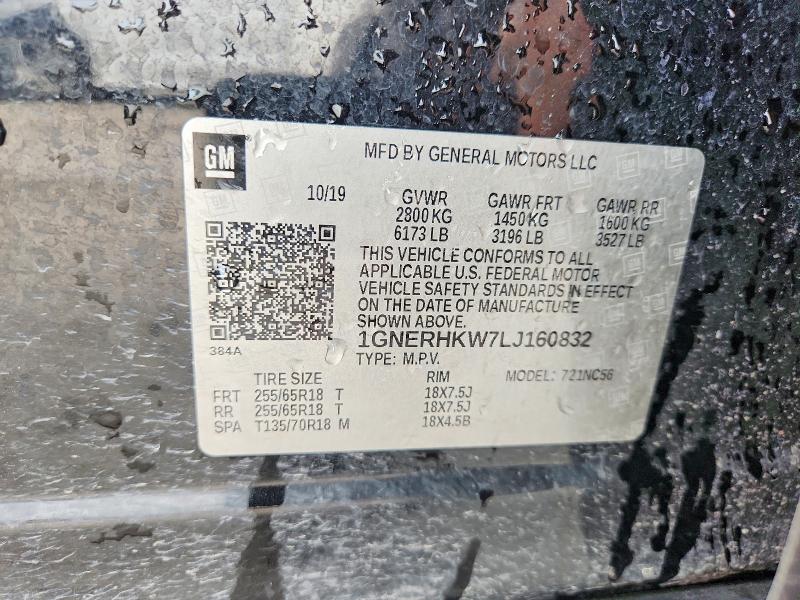 62984286 :رقم المزاد ، 1GNERHKW7LJ160832 vin ، 2020 Chevrolet Traverse مزاد بيع