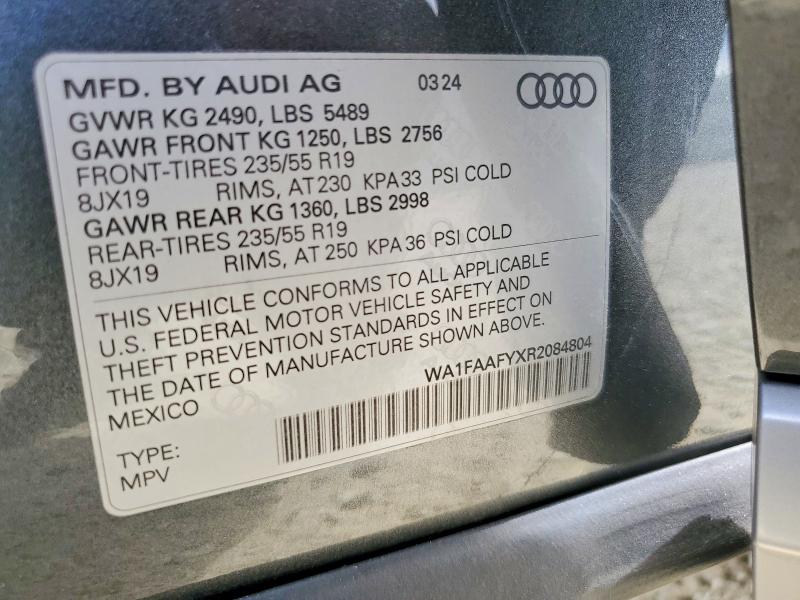 Продажа на аукционе авто 2024 Audi Q5, vin: WA1FAAFYXR2084804, номер лота: 61944096