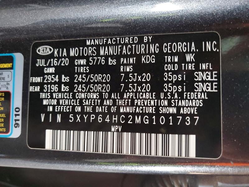 61244586 :رقم المزاد ، 5XYP64HC2MG101737 vin ، 2021 Kia Telluride مزاد بيع