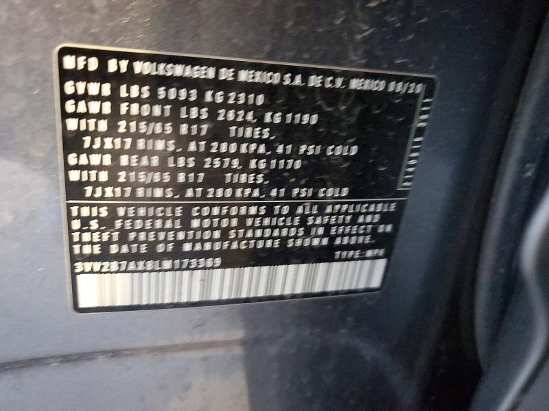 Aukcja sprzedaży 2020 Volkswagen Tiguan, vin: 3VV2B7AX8LM173369, numer aukcji: 59996296