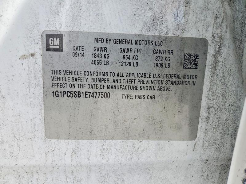 2014 Chevrolet Cruz მანქანა იყიდება აუქციონზე, vin: 1G1PC5SB1E7477500, აუქციონის ნომერი: 59772116