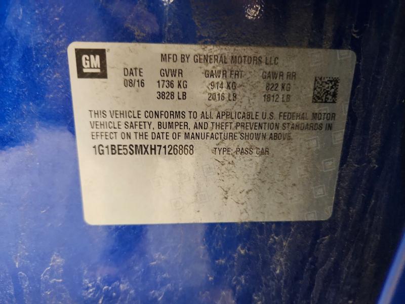 2017 Chevrolet Cruze მანქანა იყიდება აუქციონზე, vin: 1G1BE5SMXH7126868, აუქციონის ნომერი: 61153186