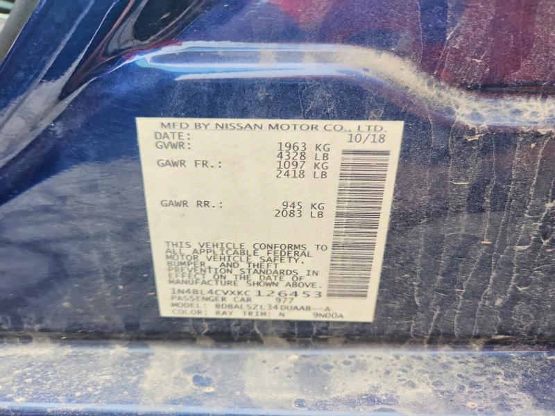 62511606 :رقم المزاد ، 1N4BL4CVXKC126453 vin ، 2019 Nissan Altima مزاد بيع