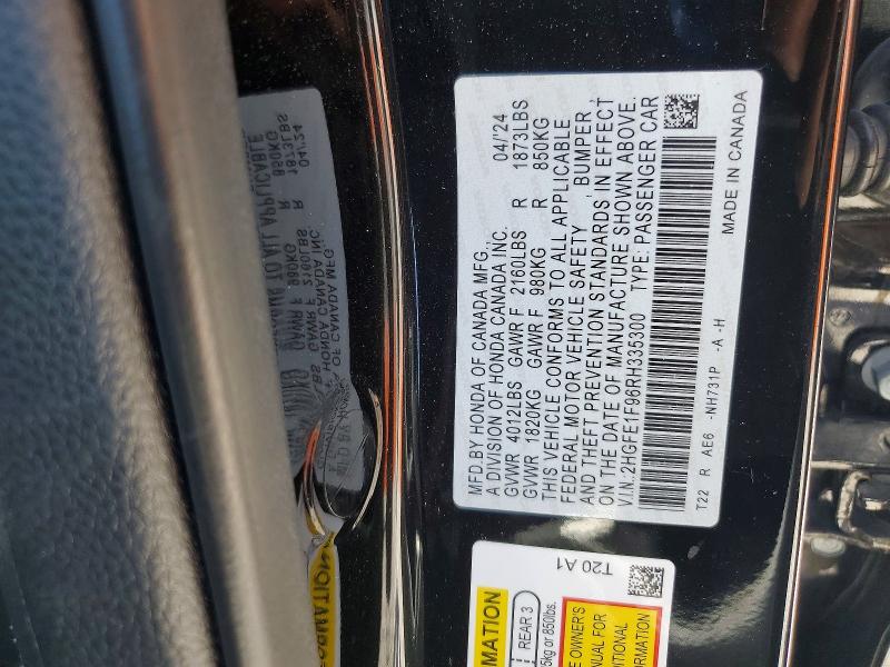 Продаж на аукціоні авто 2024 Honda Civic, vin: 2HGFE1F96RH335300, номер лоту: 61415466