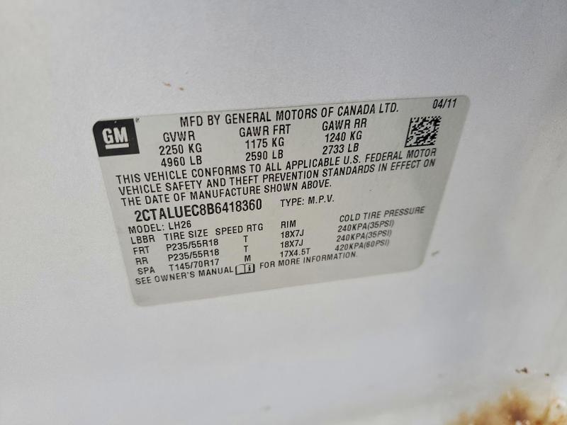 Aukcja sprzedaży 2011 Gmc Terrain, vin: 2CTALUEC8B6418360, numer aukcji: 62496356