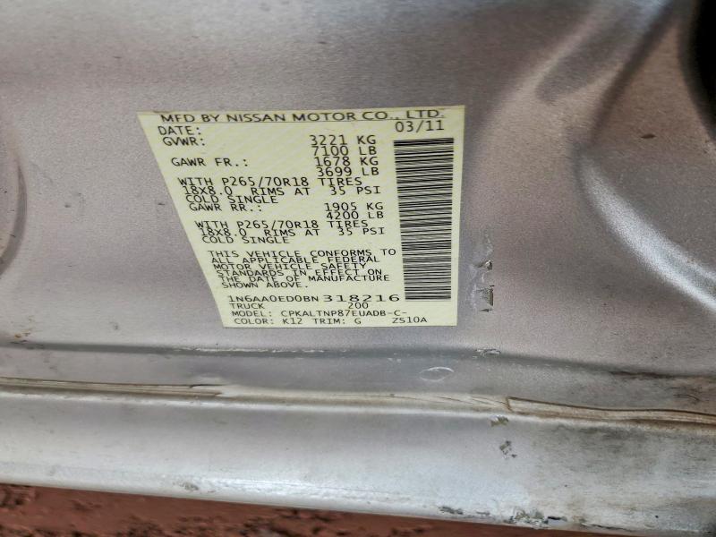 Продаж на аукціоні авто 2011 Nissan Titan, vin: 1N6AA0ED0BN318216, номер лоту: 61422276