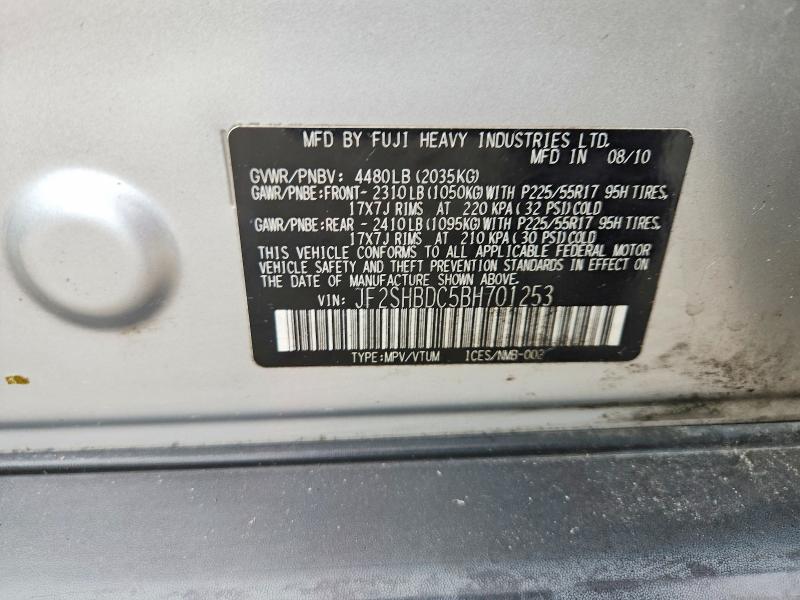 62698236 :رقم المزاد ، JF2SHBDC5BH701253 vin ، 2011 Subaru Forester مزاد بيع