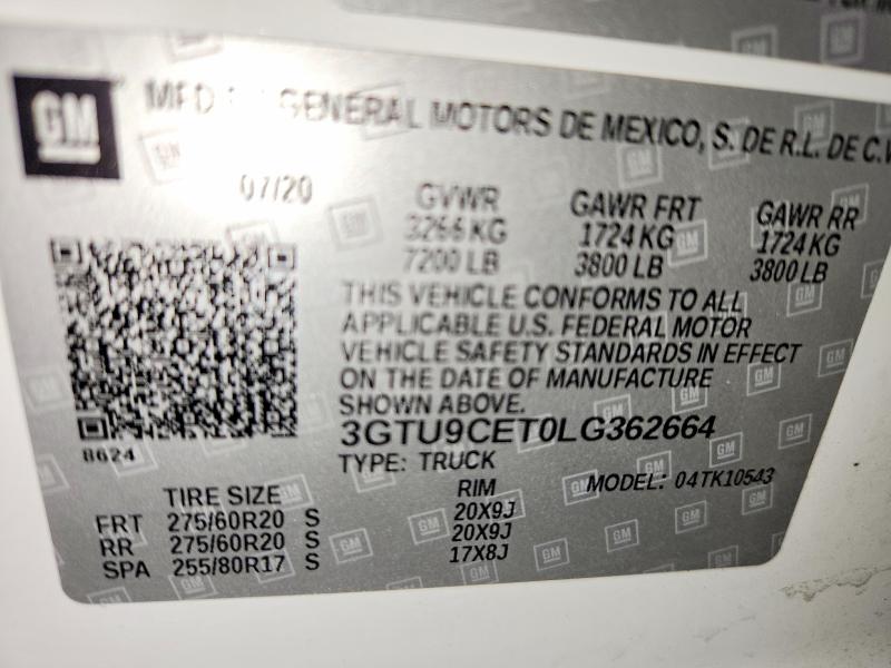 Aukcja sprzedaży 2020 Gmc Sierra, vin: 3GTU9CET0LG362664, numer aukcji: 61386926
