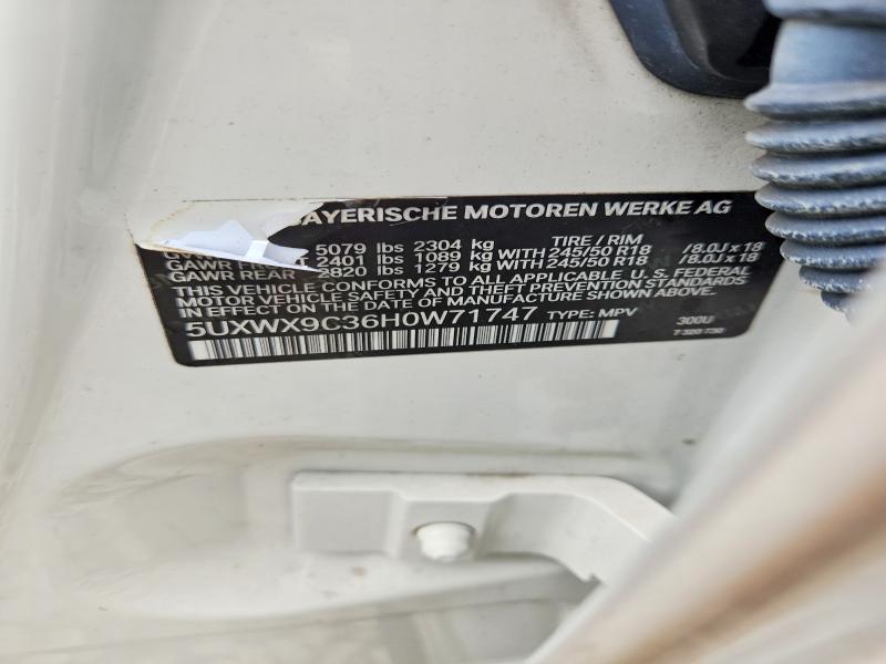 2017 Bmw X3 მანქანა იყიდება აუქციონზე, vin: 5UXWX9C36H0W71747, აუქციონის ნომერი: 62637926