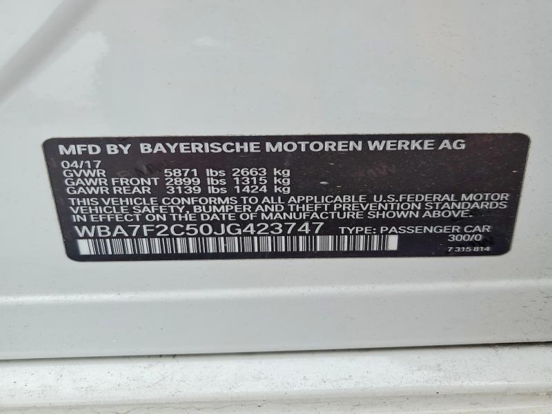 2018 Bmw 750 მანქანა იყიდება აუქციონზე, vin: WBA7F2C50JG423747, აუქციონის ნომერი: 60272456