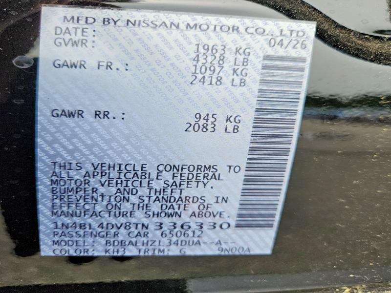 Aukcja sprzedaży 2026 Nissan Altima, vin: 1N4BL4DV8TN336330, numer aukcji: 61167016