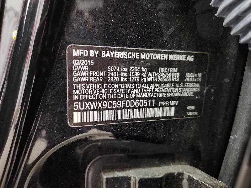 61581786 :رقم المزاد ، 5UXWX9C59F0D60511 vin ، 2015 Bmw X3 مزاد بيع