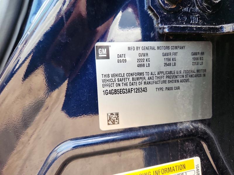 Aukcja sprzedaży 2010 Buick Lacrosse, vin: 1G4GB5EG3AF126343, numer aukcji: 61586926