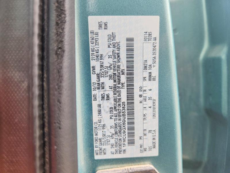 2013 Ford Escape მანქანა იყიდება აუქციონზე, vin: 1FMCU9GX6DUB53825, აუქციონის ნომერი: 62868896