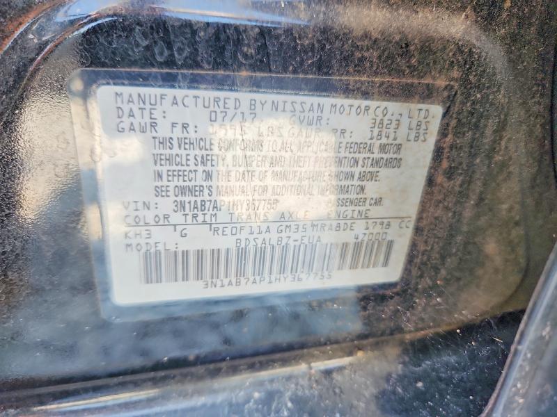 2017 Nissan Sentra მანქანა იყიდება აუქციონზე, vin: 3N1AB7AP1HY367755, აუქციონის ნომერი: 59703346